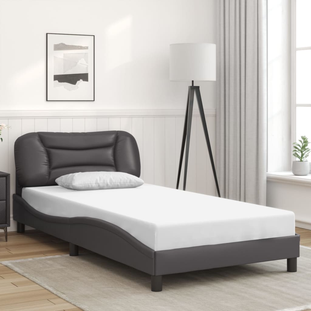 Rám Postele Bez Matrace Hvar Šedý 100X200 Cm Umělá Kůže