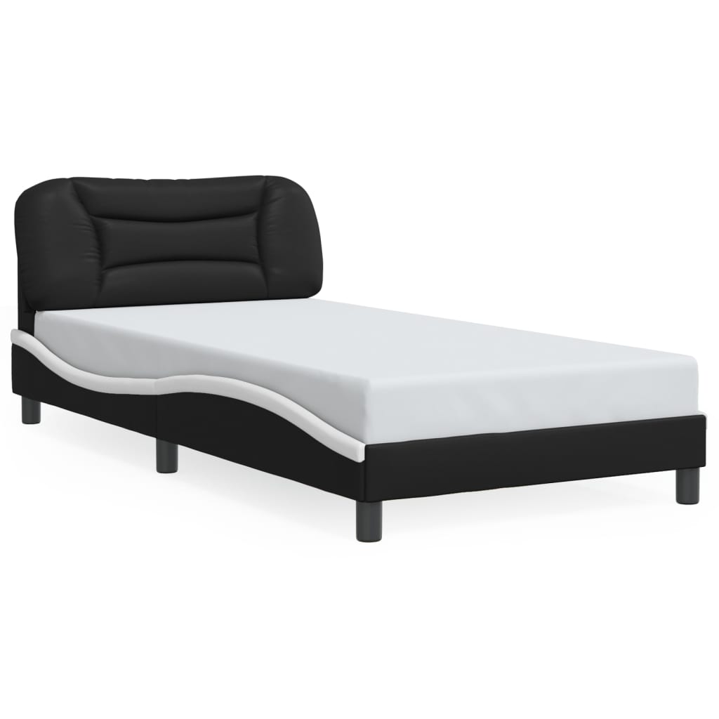 Rám Postele Bez Matrace Hvar Černý A Bílý 100 X 200 Cm Umělá Kůže