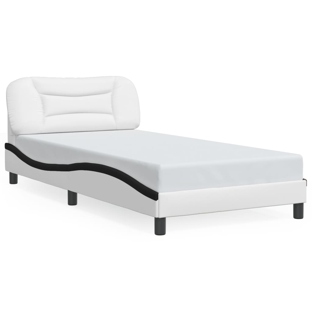 Rám Postele Bez Matrace Hvar Bílý A Černý 100 X 200 Cm Umělá Kůže