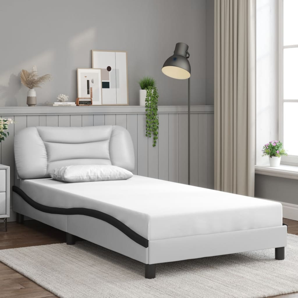 Rám Postele Bez Matrace Hvar Bílý A Černý 100 X 200 Cm Umělá Kůže