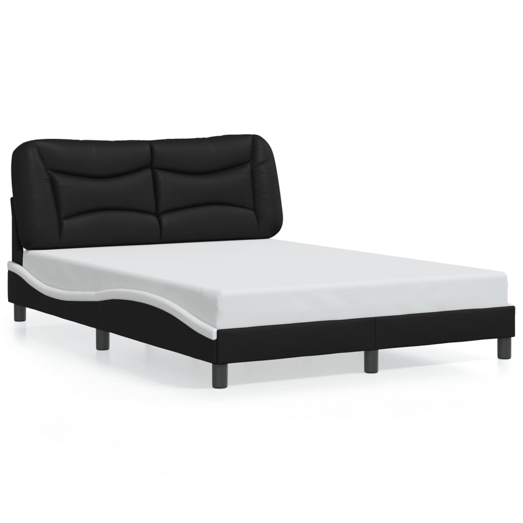 Rám Postele Bez Matrace Hvar Černý A Bílý 120 X 200 Cm Umělá Kůže