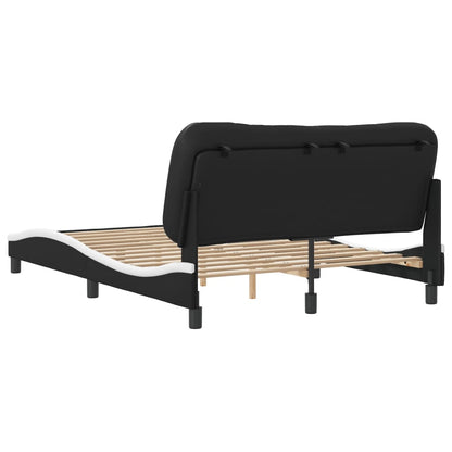 Rám Postele Bez Matrace Hvar Černý A Bílý 140 X 190 Cm Umělá Kůže