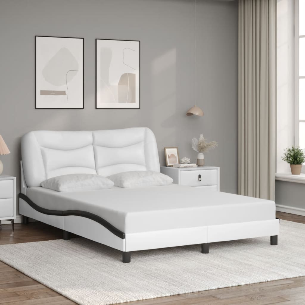 Rám Postele Bez Matrace Hvar Bílý A Černý 140 X 190 Cm Umělá Kůže