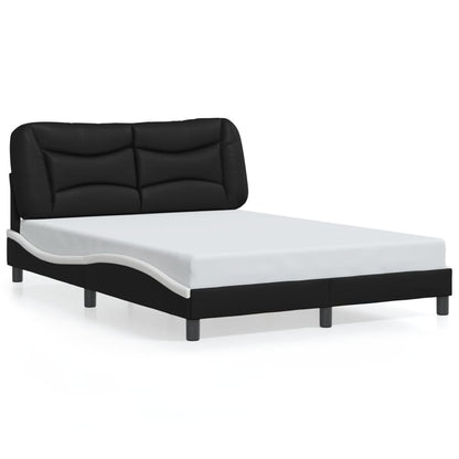 Rám Postele Bez Matrace Hvar Černý A Bílý 140 X 200 Cm Umělá Kůže