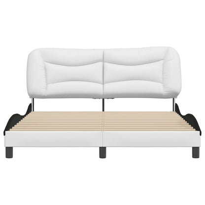 Rám Postele S Čelem Bílý A Černý 160 X 200 Cm Umělá Kůže