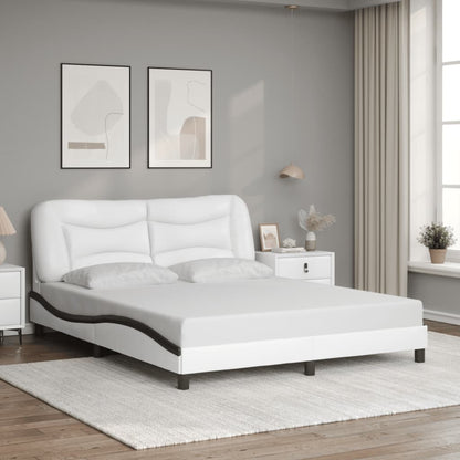 Rám Postele S Čelem Bílý A Černý 160 X 200 Cm Umělá Kůže