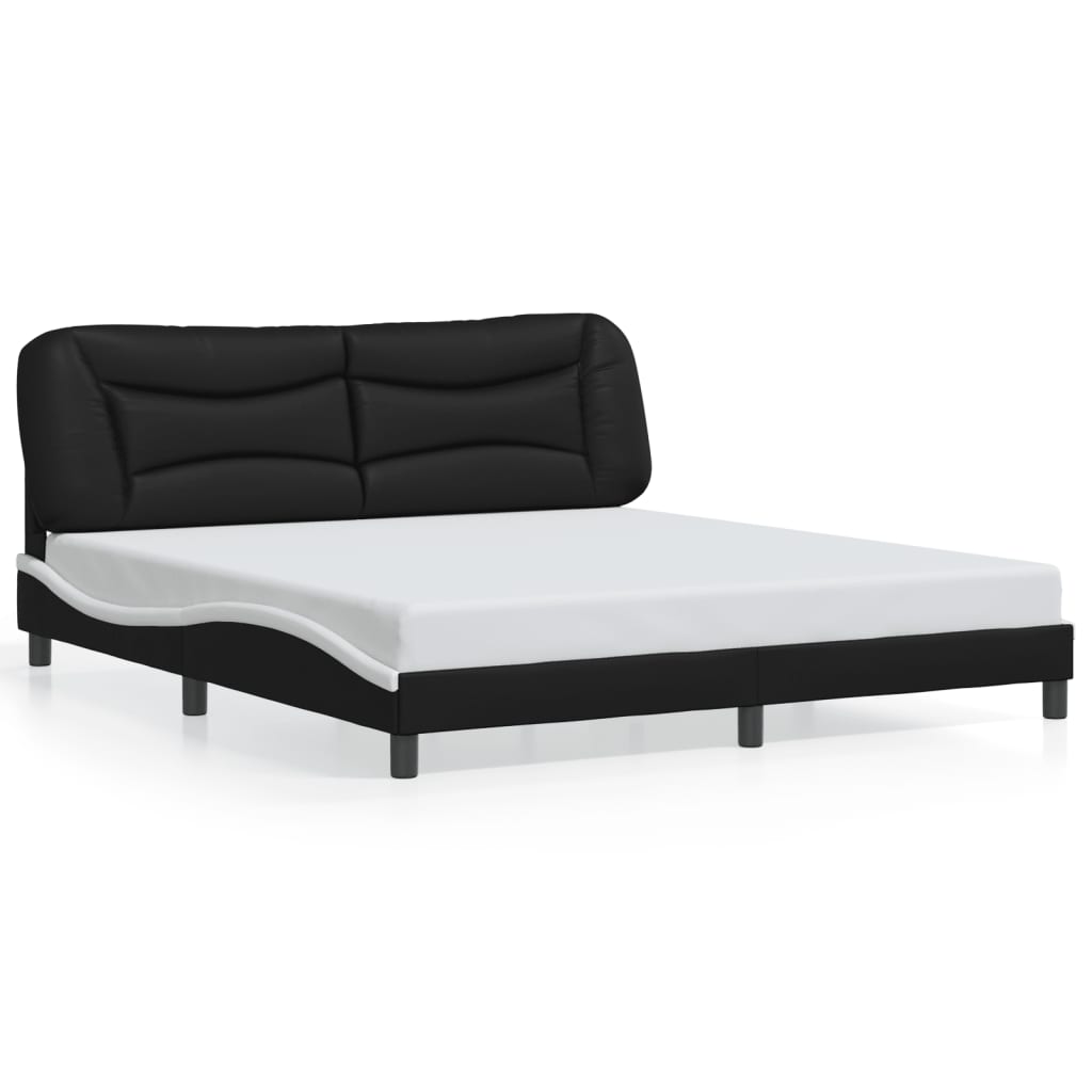 Rám Postele Bez Matrace Hvar Černý A Bílý 180 X 200 Cm Umělá Kůže