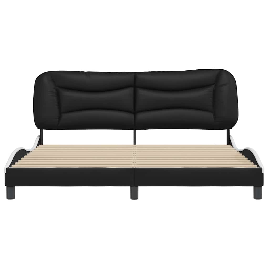 Rám Postele Bez Matrace Hvar Černý A Bílý 180 X 200 Cm Umělá Kůže