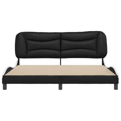 Rám Postele Bez Matrace Hvar Černý A Bílý 180 X 200 Cm Umělá Kůže
