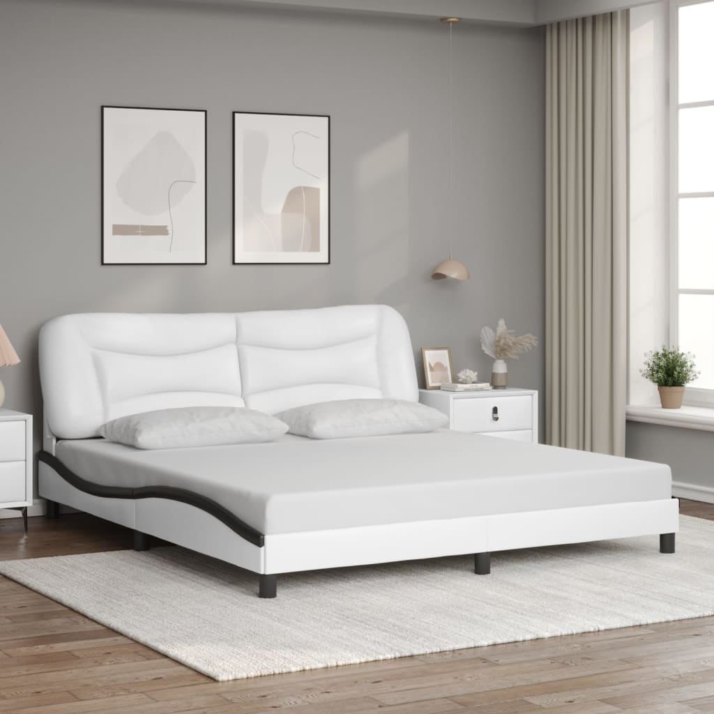 Rám Postele Bez Matrace Hvar Bílý A Černý 180 X 200 Cm Umělá Kůže
