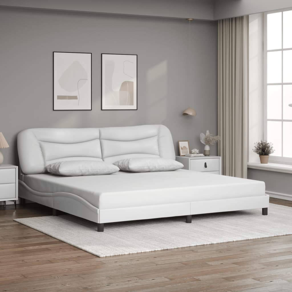 Rám Postele Bez Matrace Hvar Bílý 200X200 Cm Umělá Kůže