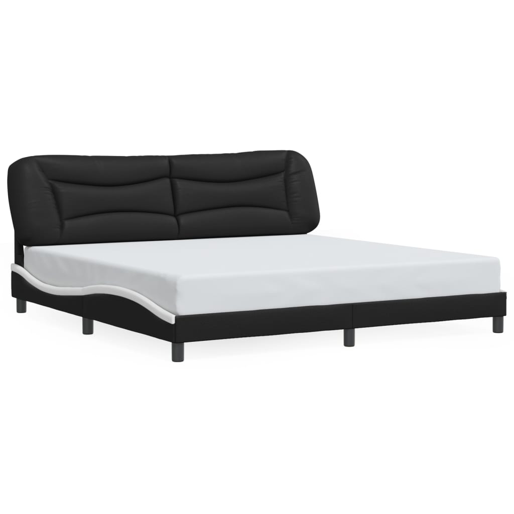 Rám Postele Bez Matrace Hvar Černý A Bílý 200 X 200 Cm Umělá Kůže