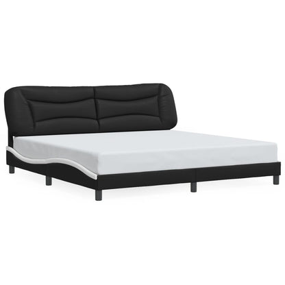 Rám Postele Bez Matrace Hvar Černý A Bílý 200 X 200 Cm Umělá Kůže