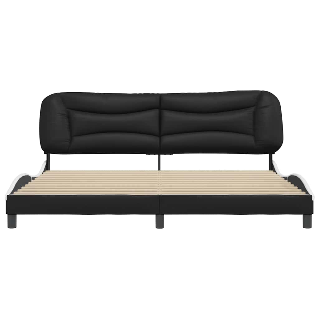 Rám Postele Bez Matrace Hvar Černý A Bílý 200 X 200 Cm Umělá Kůže