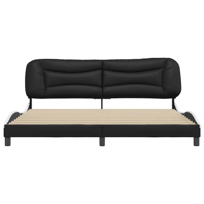 Rám Postele Bez Matrace Hvar Černý A Bílý 200 X 200 Cm Umělá Kůže