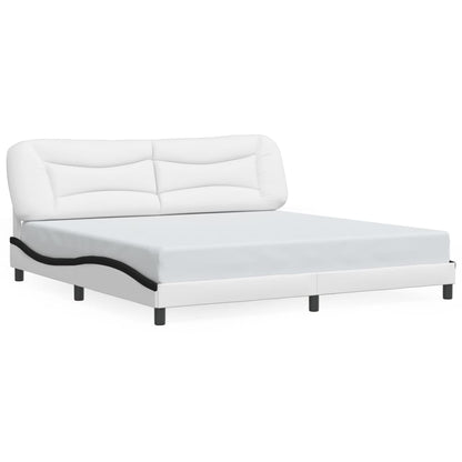 Rám Postele Bez Matrace Hvar Bílý A Černý 200 X 200 Cm Umělá Kůže