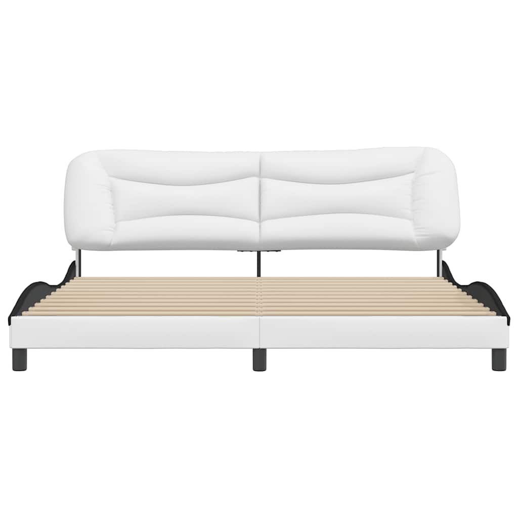 Rám Postele Bez Matrace Hvar Bílý A Černý 200 X 200 Cm Umělá Kůže