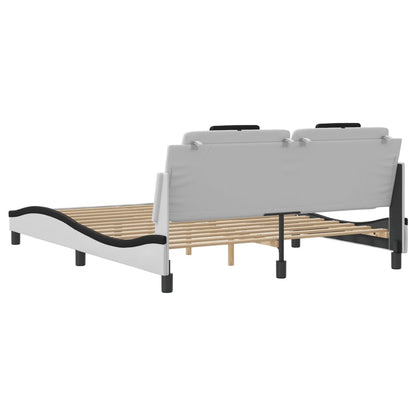Rám Postele S Čelem Bílý A Černý 160 X 200 Cm Umělá Kůže
