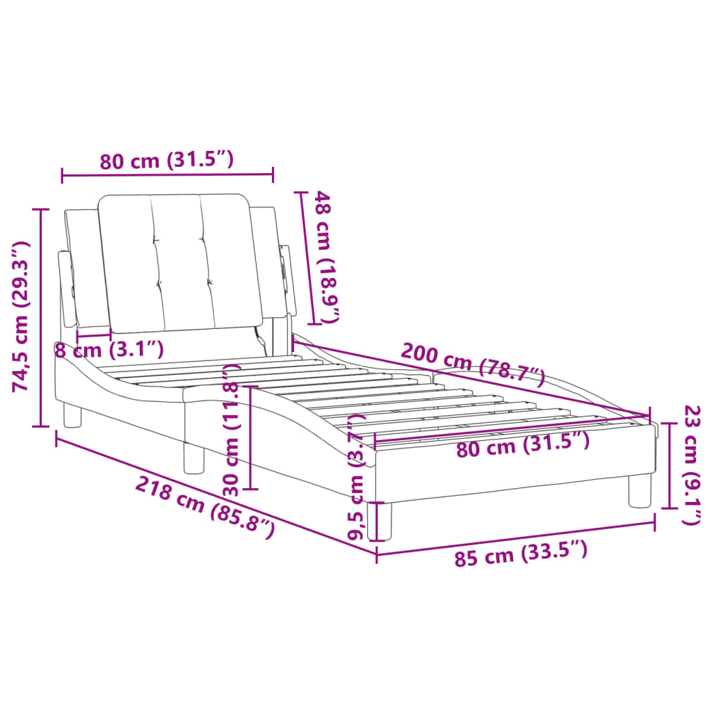 Rám Postele Bez Matrace Zadar Hnědý 80 X 200 Cm Umělá Kůže
