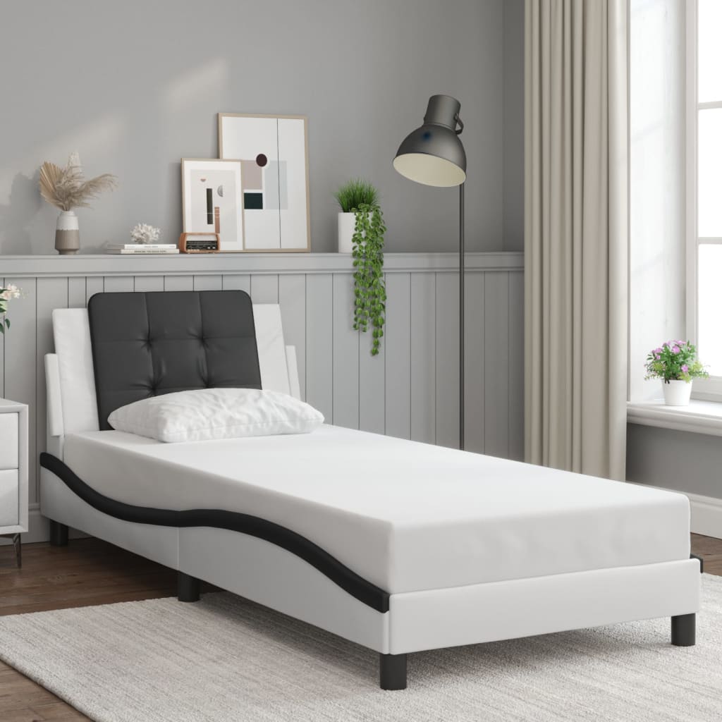 Rám Postele Bez Matrace Zadar Bílý A Černý 80 X 200 Cm Umělá Kůže