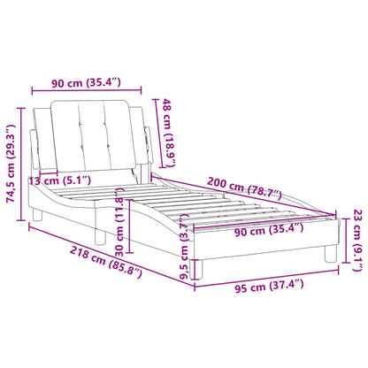 Rám Postele Bez Matrace Zadar Černý 90X200 Cm Umělá Kůže