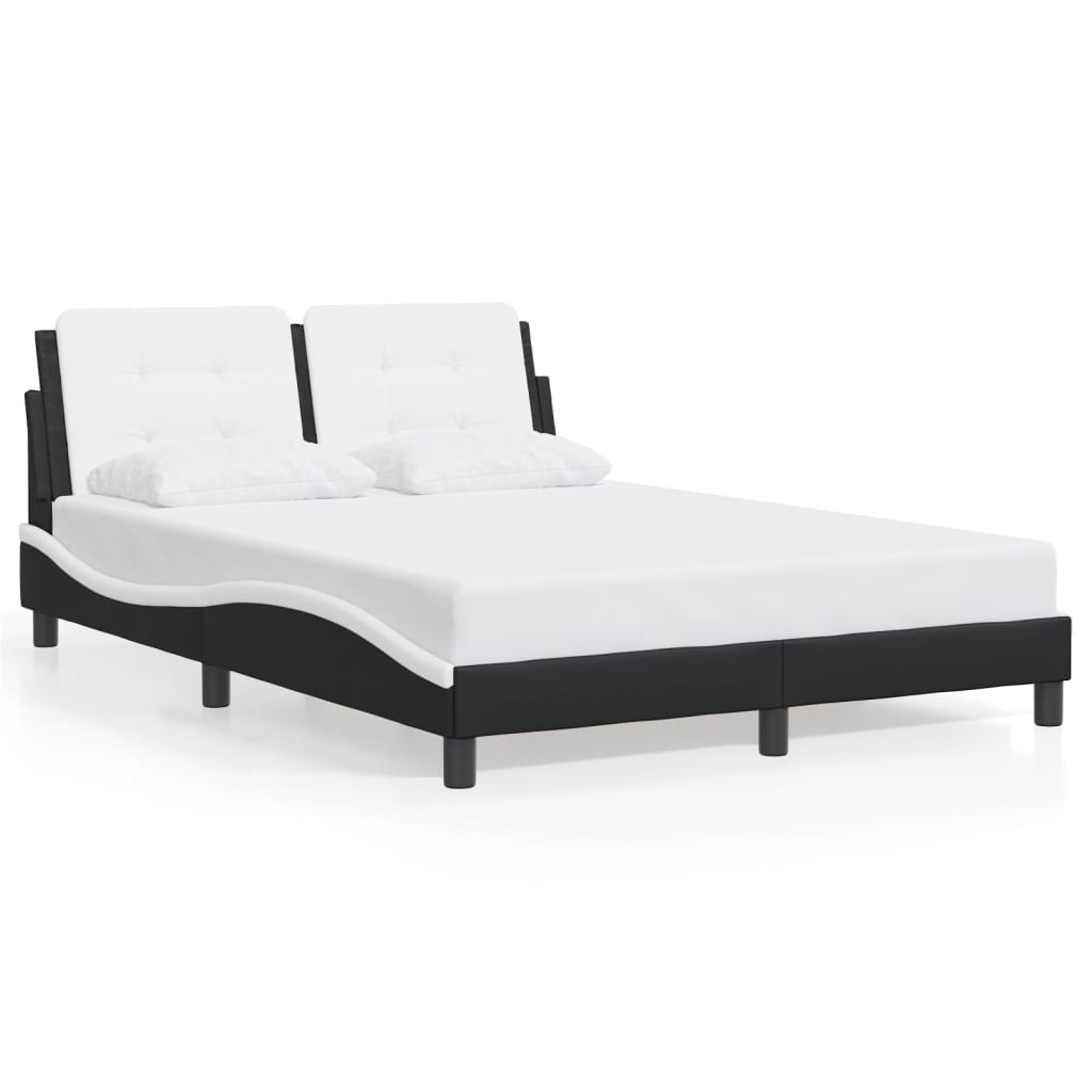 Rám Postele Bez Matrace Zadar Černý A Bílý 140 X 190 Cm Umělá Kůže