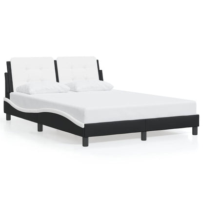 Rám Postele Bez Matrace Zadar Černý A Bílý 140 X 190 Cm Umělá Kůže