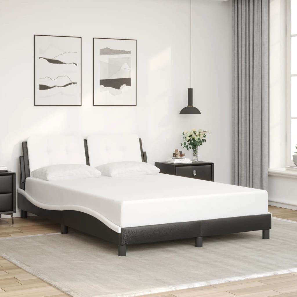 Rám Postele Bez Matrace Zadar Černý A Bílý 140 X 190 Cm Umělá Kůže
