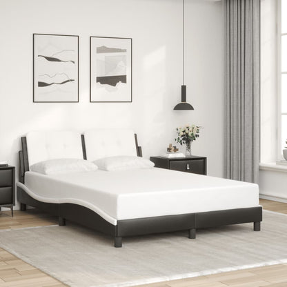 Rám Postele Bez Matrace Zadar Černý A Bílý 140 X 200 Cm Umělá Kůže