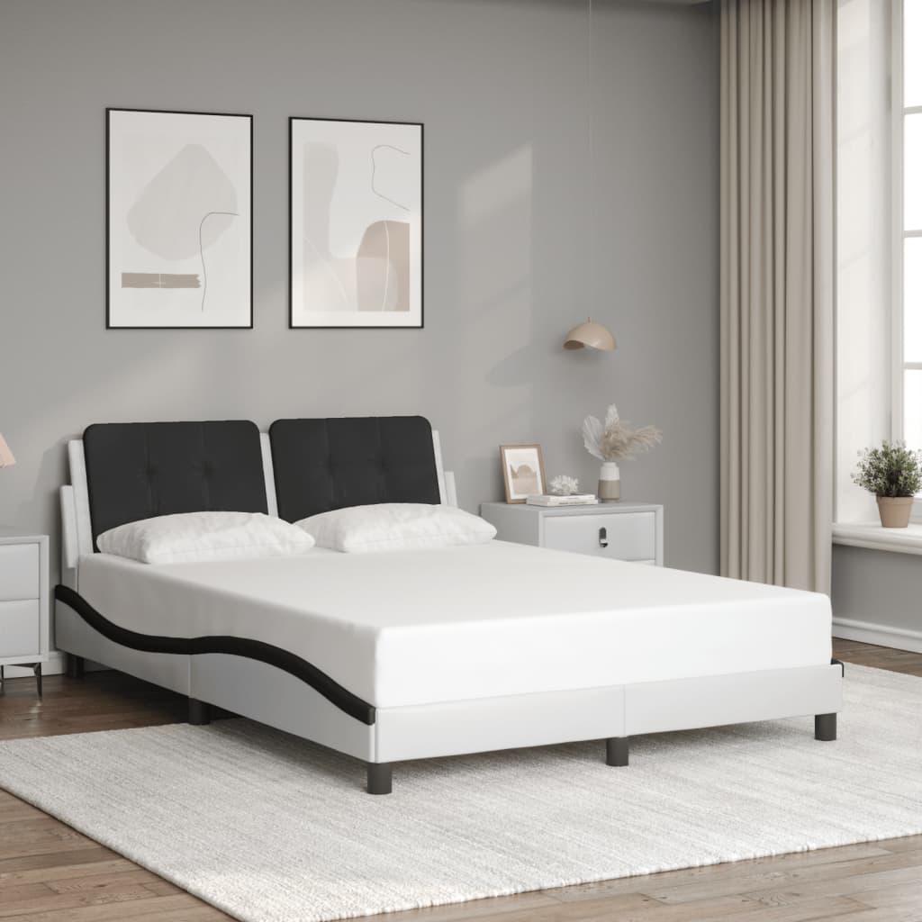 Rám Postele Bez Matrace Zadar Bílý A Černý 140 X 200 Cm Umělá Kůže