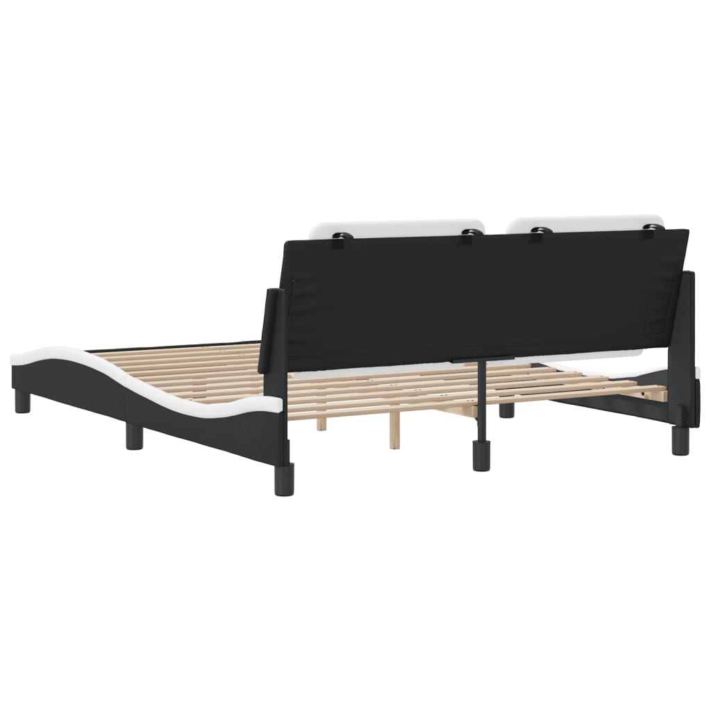 Rám Postele Bez Matrace Zadar Černý A Bílý 160 X 200 Cm Umělá Kůže