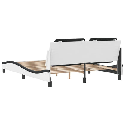 Rám Postele S Čelem Bílý A Černý 160 X 200 Cm Umělá Kůže