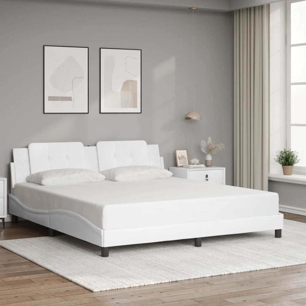 Rám Postele Bez Matrace Zadar Bílý 180X200 Cm Umělá Kůže