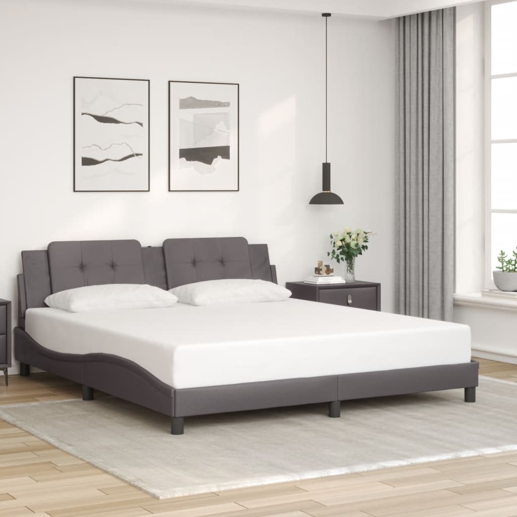 Rám Postele Bez Matrace Zadar Šedý 180X200 Cm Umělá Kůže