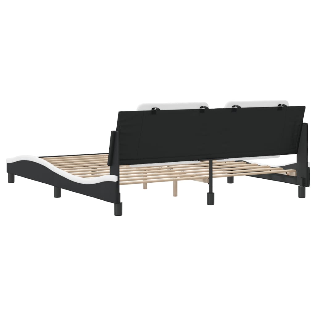 Rám Postele Bez Matrace Zadar Černý A Bílý 180 X 200 Cm Umělá Kůže