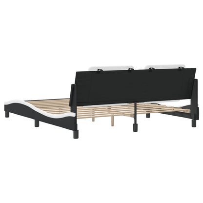 Rám Postele Bez Matrace Zadar Černý A Bílý 180 X 200 Cm Umělá Kůže