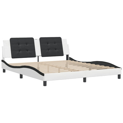 Rám Postele Bez Matrace Zadar Bílý A Černý 180 X 200 Cm Umělá Kůže