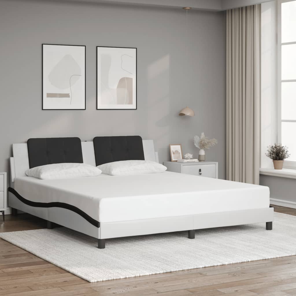 Rám Postele Bez Matrace Zadar Bílý A Černý 180 X 200 Cm Umělá Kůže