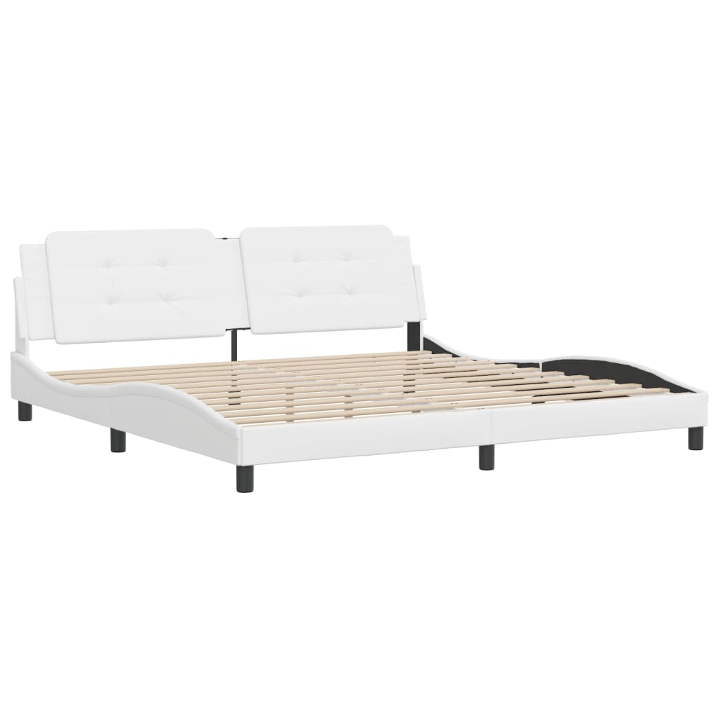Rám Postele Bez Matrace Zadar Bílý 200X200 Cm Umělá Kůže