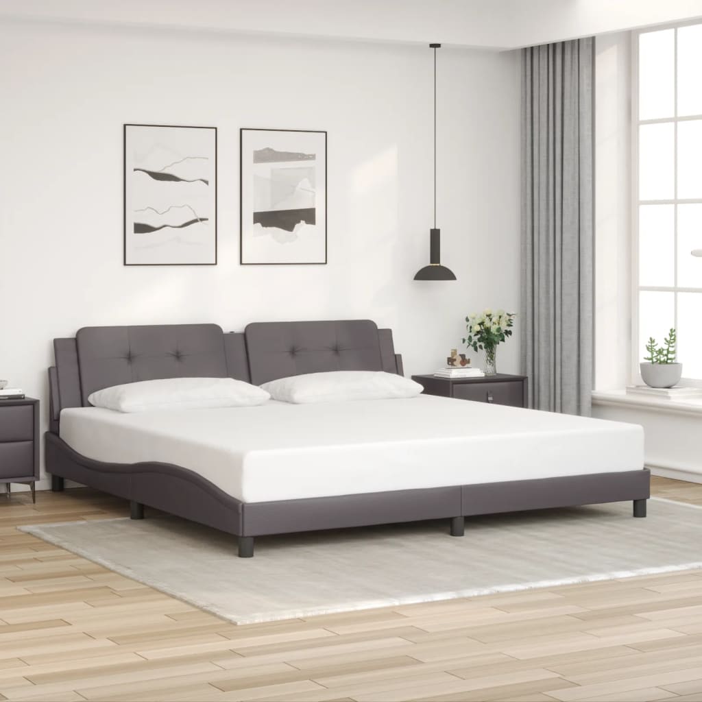 Rám Postele Bez Matrace Zadar Šedý 200X200 Cm Umělá Kůže