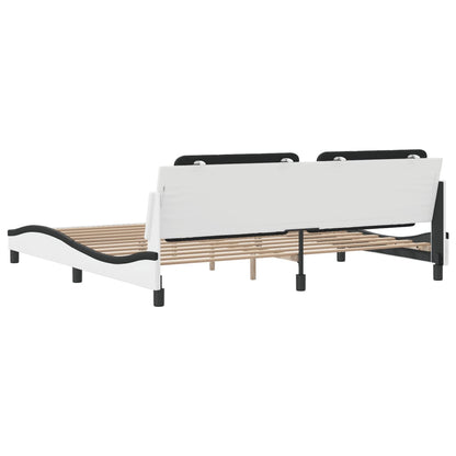 Rám Postele Bez Matrace Zadar Bílý A Černý 200 X 200 Cm Umělá Kůže