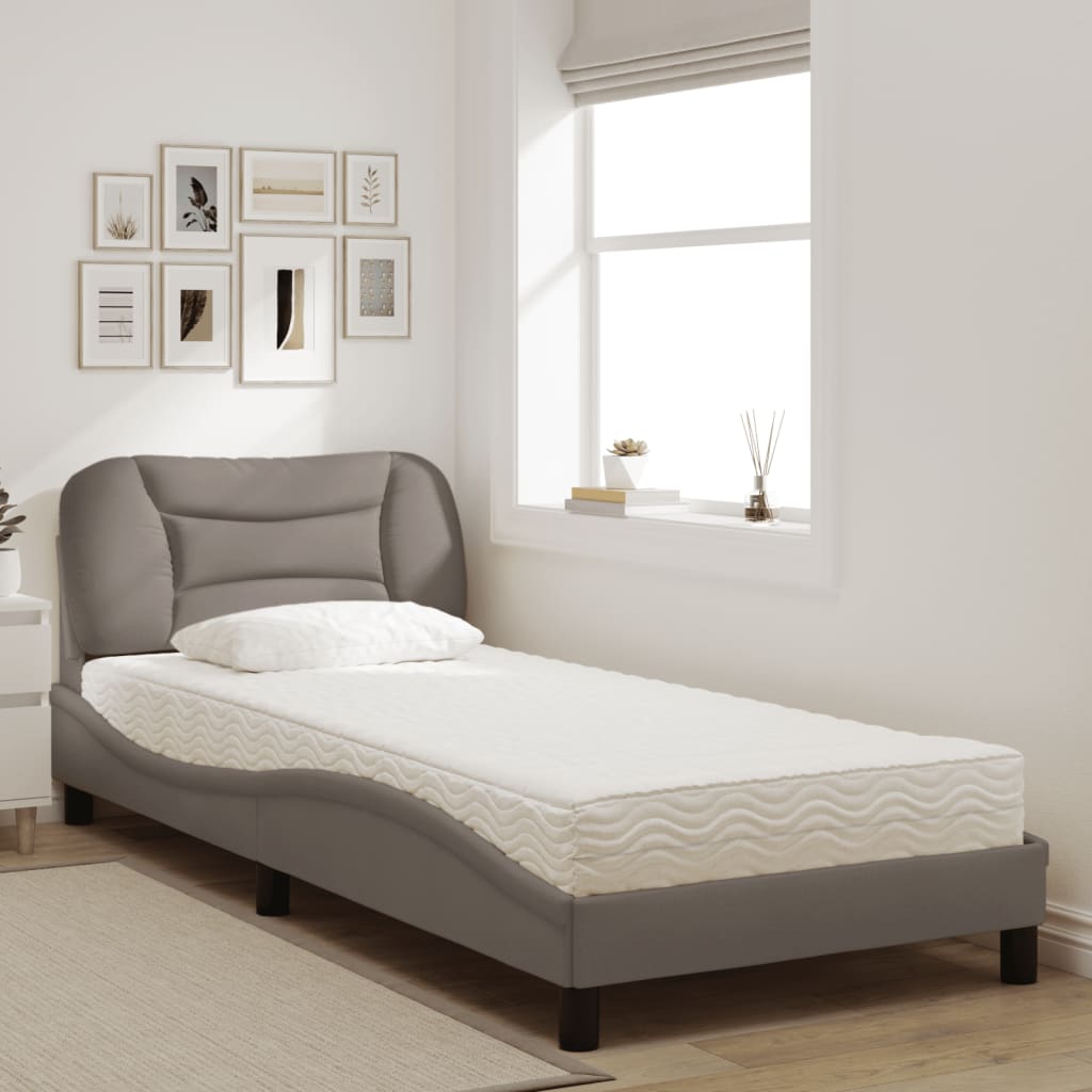 Postel S Matrací Hvar Taupe 80 X 200 Cm Textil