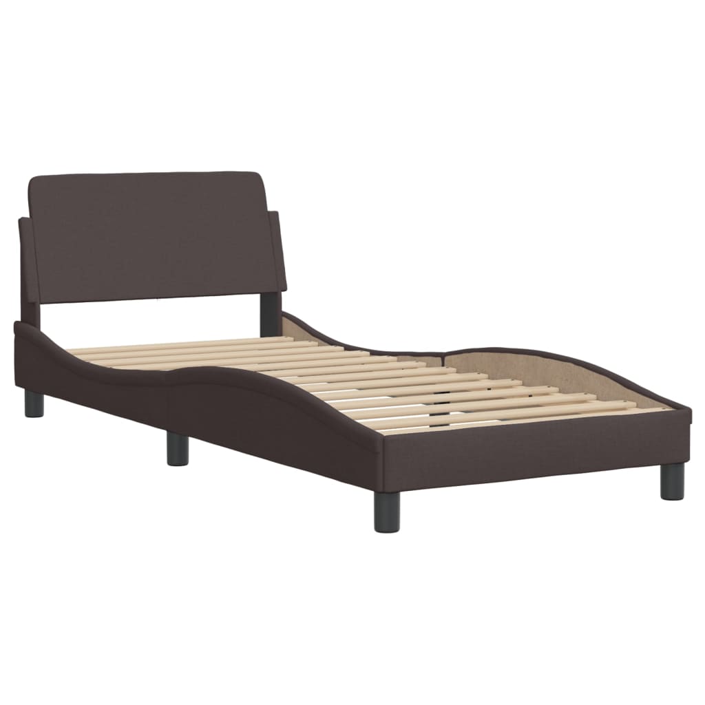 Postel S Matrací Hvar Tmavě Hnědá 90 X 200 Cm Textil