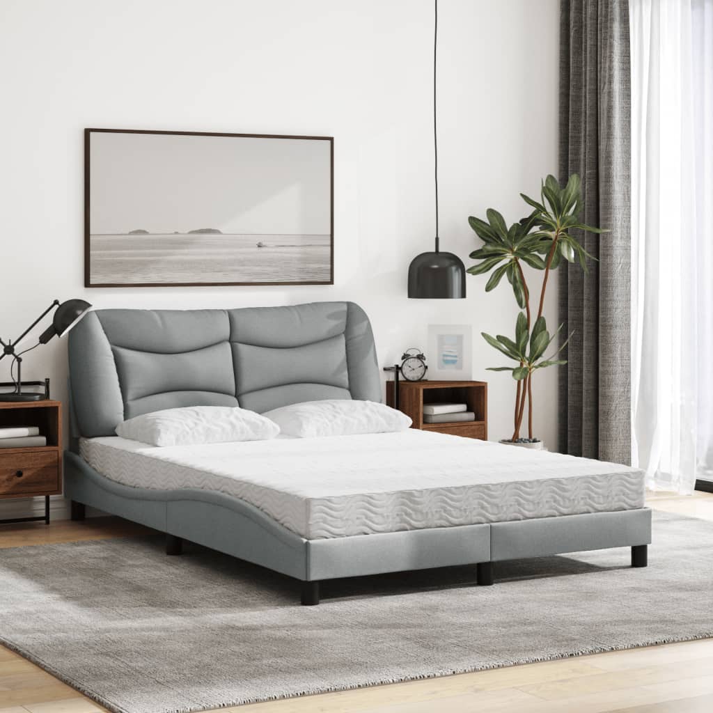 Postel S Matrací Hvar Světle Šedá 140 X 190 Cm Textil