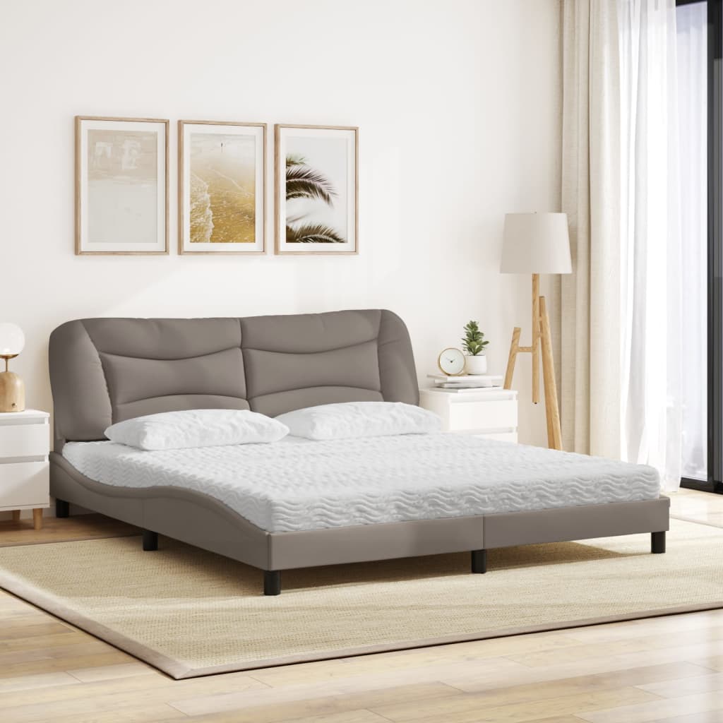 Postel S Matrací Hvar Taupe 180 X 200 Cm Textil