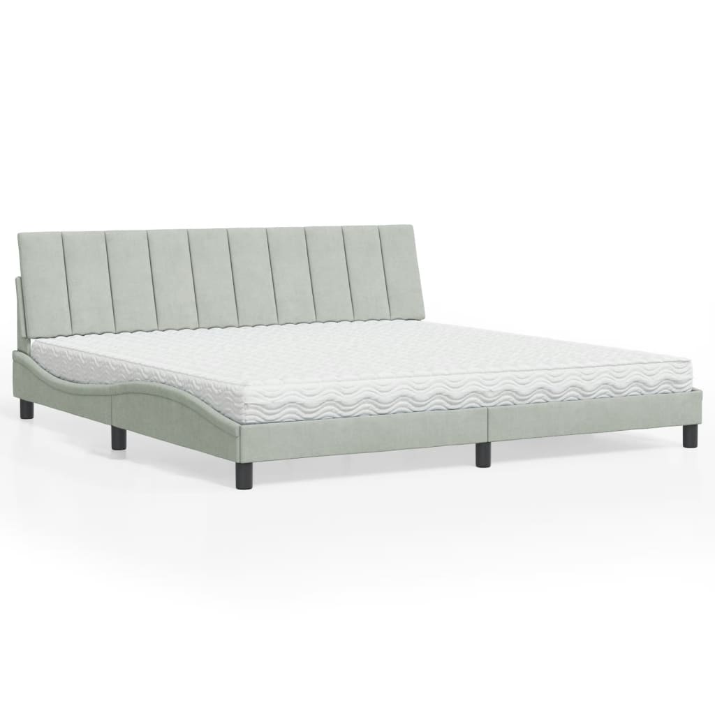Postel S Matrací Hanko Světle Šedá 200 X 200 Cm Samet