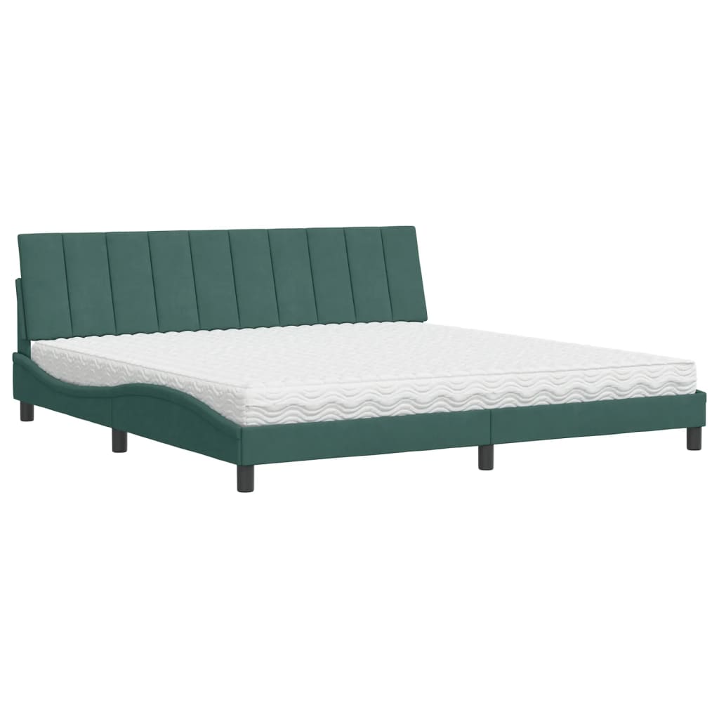 Postel S Matrací Hanko Tmavě Zelená 200 X 200 Cm Samet