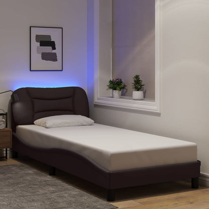 Rám Postele S Led Bez Matrace Hvar Tmavě Hnědý 80 X 200 Cm Textil