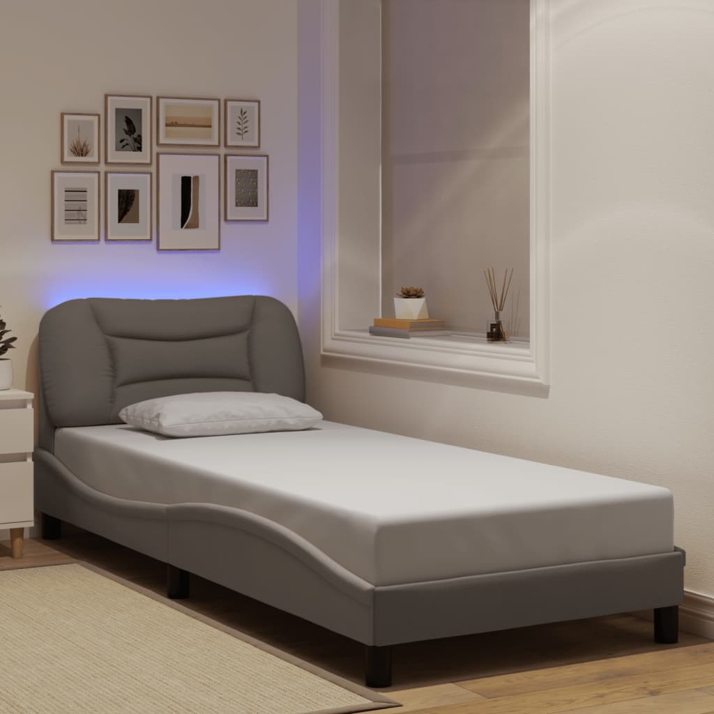 Rám Postele S Led Bez Matrace Hvar Taupe 80X200 Cm Látka