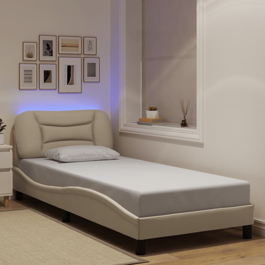 Rám Postele S Led Bez Matrace Hvar Cream 80X200 Cm Látka